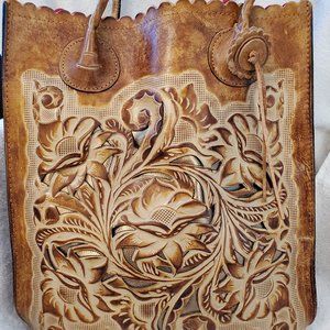 Patricia Nash Cavo Tooled Gold Inlay Cutout Leather Tote